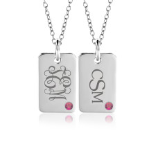 Birthstone Monogram Mini Dog Tag 