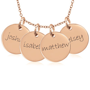 Four Rose Gold Discs Mommy Necklace Personalized Jewelry