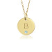 Block Vermeil Initial Birthstone Disc Personalized Jewelry